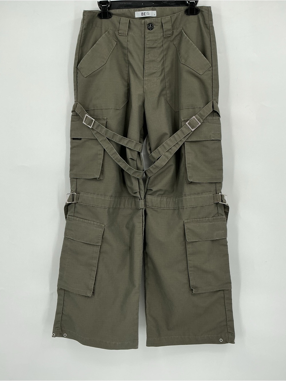 BeRK Studios Archival Olive Green Bondage Cargo  Pants Wide leg